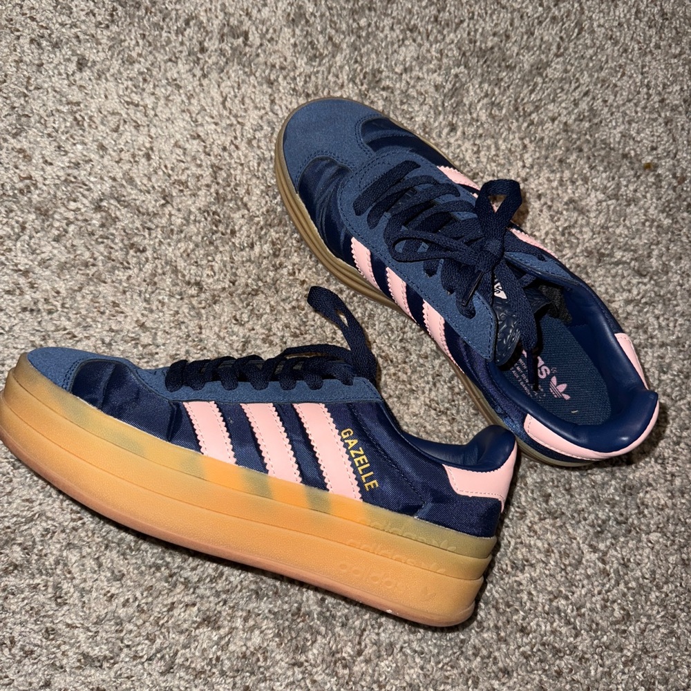 adidas Gazelle Blue and Pink Platform Sneakers